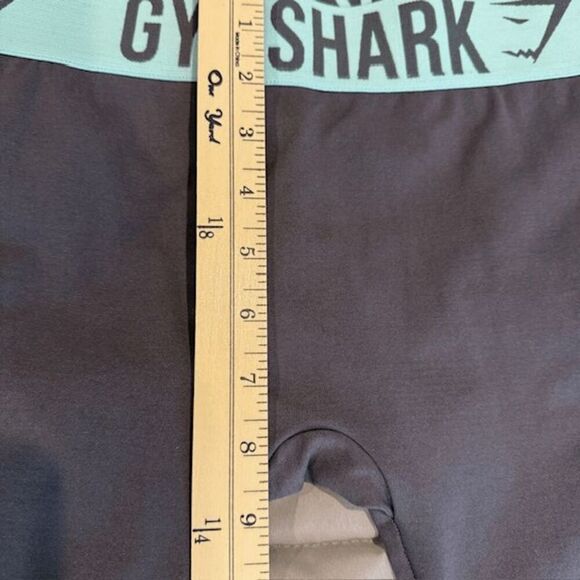 Gymshark Flex Low Rise Leggings Charcoal Gray with Aqua Band Size Small - Picture 7 of 9
